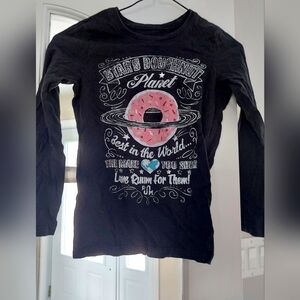 Kids Long Sleeve Donut Graphic Tee - Black